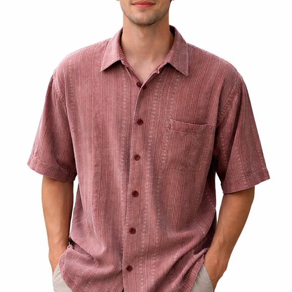 Johnston & Murphy Other - 100% Silk Casual Short Sleeve Button Up XL  Johnston & Murphy Mens’s Red Design